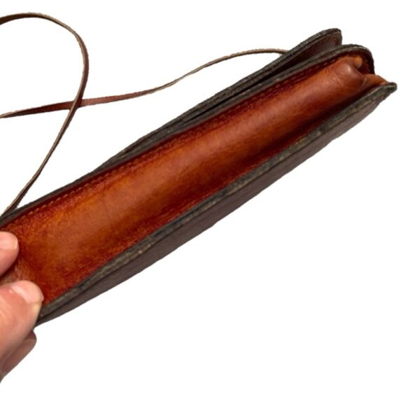 Genuine Leather Western Stamped Mini Purse Rustic Brown Cowhide Cowgirl Boho - Picture 5 of 15